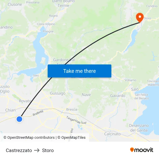 Castrezzato to Storo map