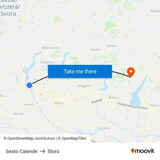 Sesto Calende to Storo map