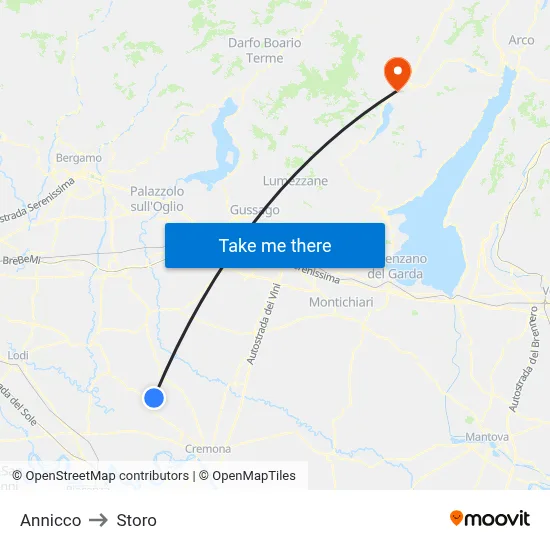 Annicco to Storo map