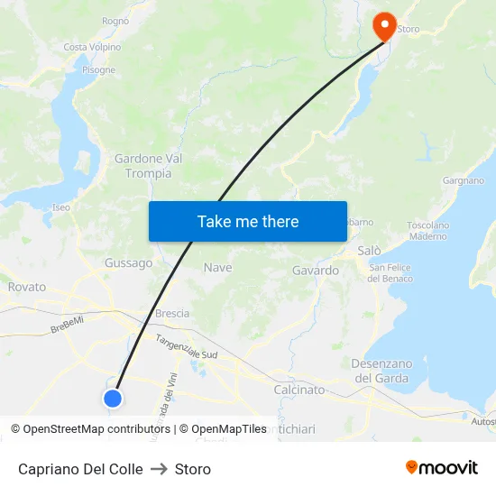 Capriano Del Colle to Storo map