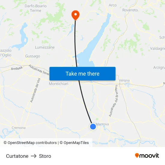 Curtatone to Storo map