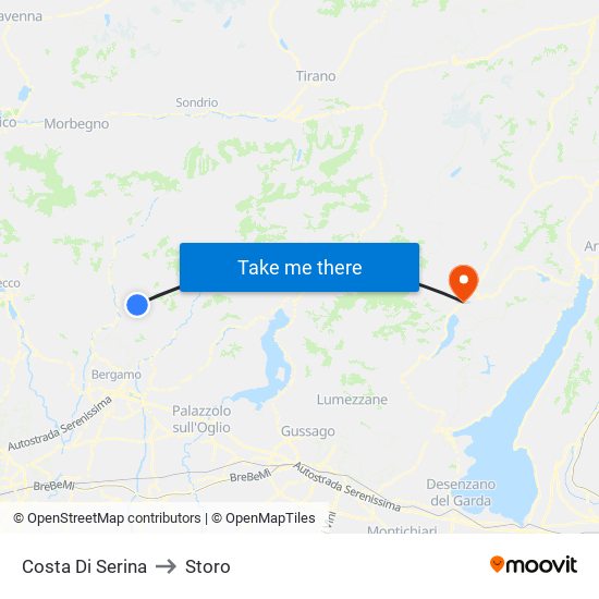 Costa Di Serina to Storo map