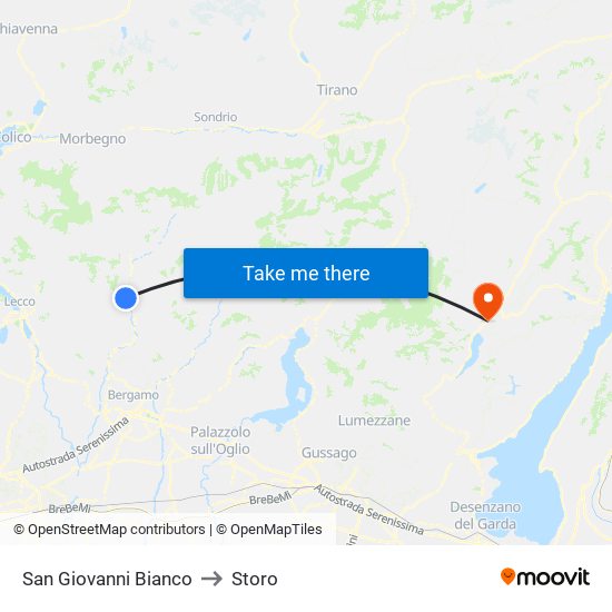 San Giovanni Bianco to Storo map