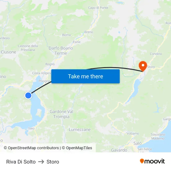 Riva Di Solto to Storo map