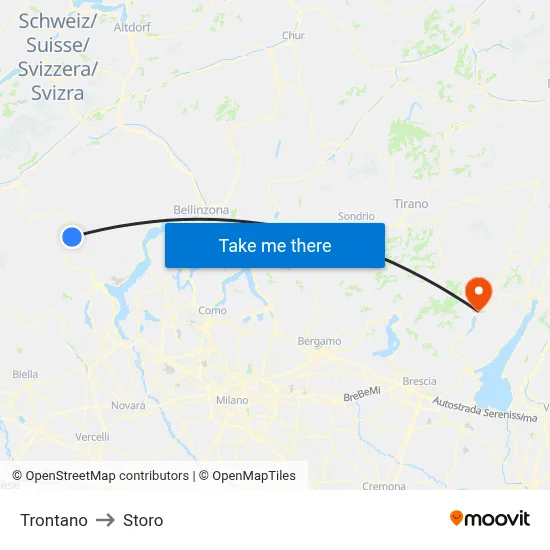 Trontano to Storo map
