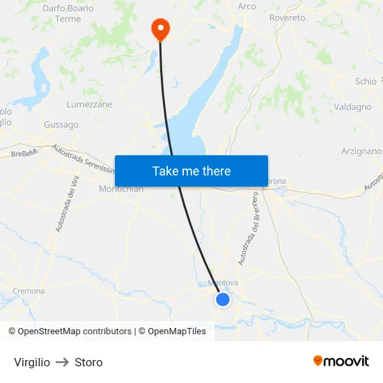 Virgilio to Storo map