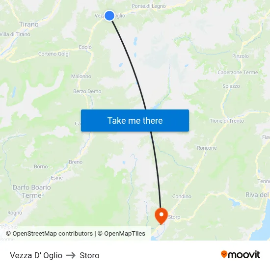 Vezza D' Oglio to Storo map