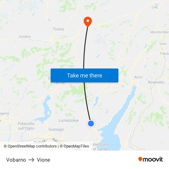 Vobarno to Vione map