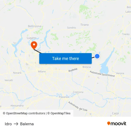 Idro to Balerna map