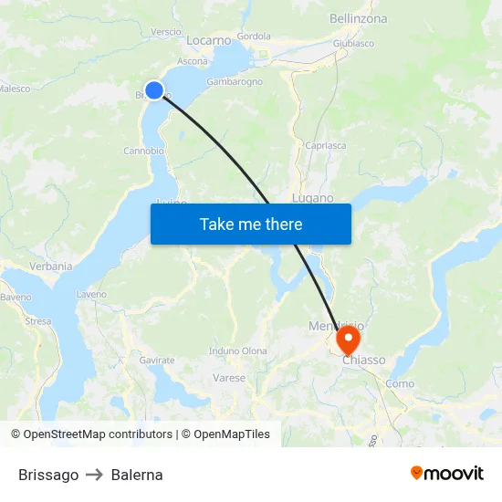 Brissago to Balerna map