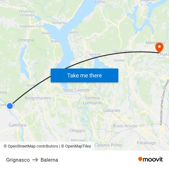 Grignasco to Balerna map