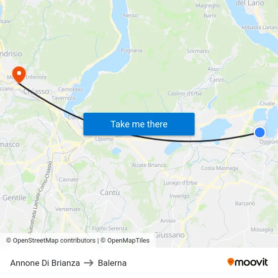 Annone Di Brianza to Balerna map