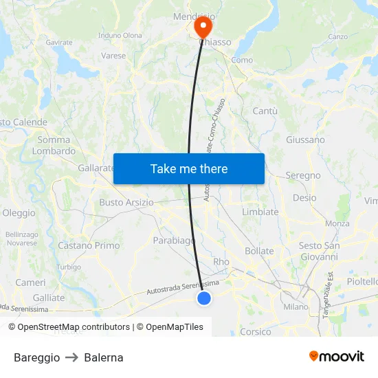 Bareggio to Balerna map