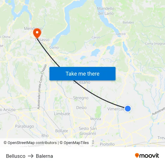 Bellusco to Balerna map