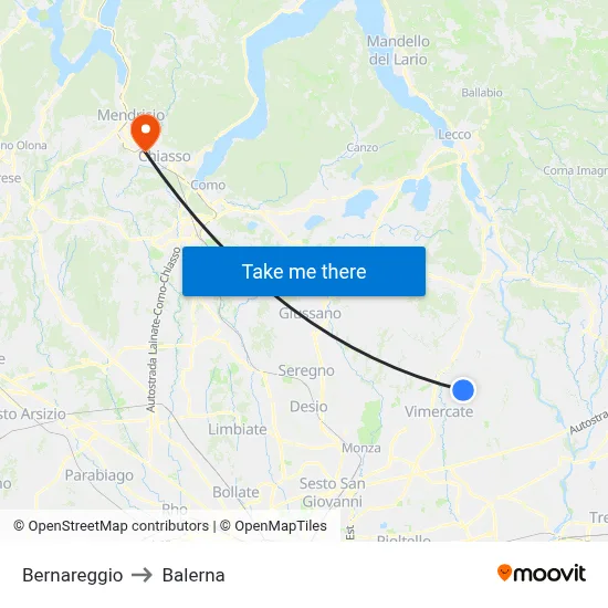 Bernareggio to Balerna map