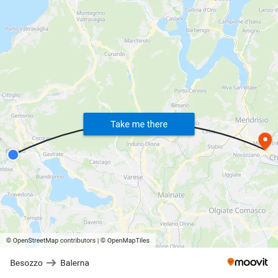 Besozzo to Balerna map
