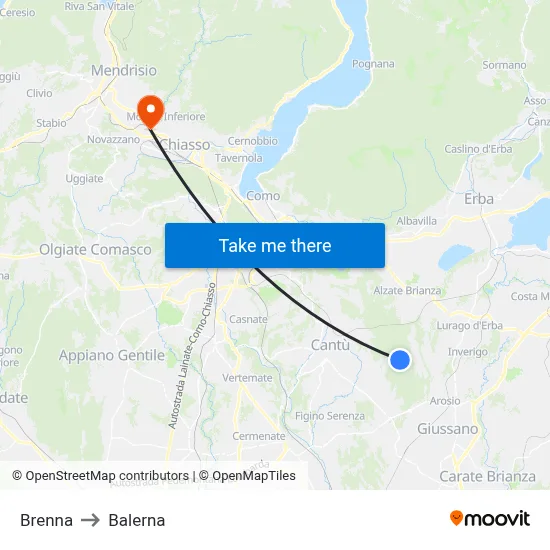 Brenna to Balerna map