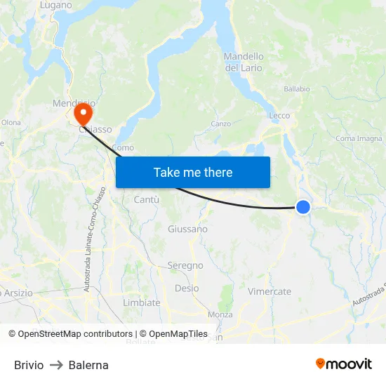 Brivio to Balerna map