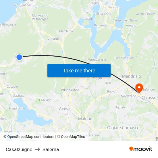 Casalzuigno to Balerna map