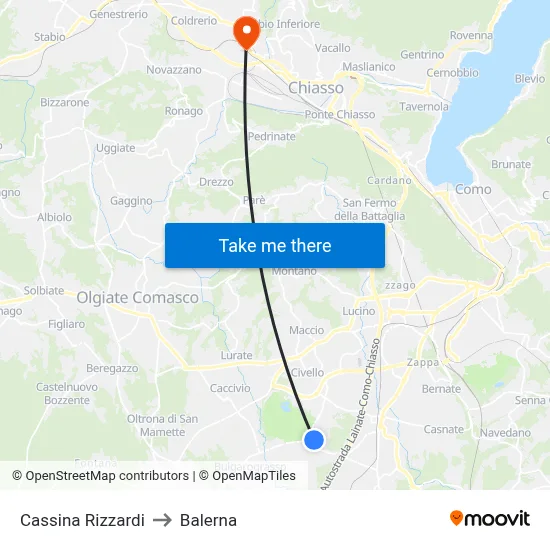 Cassina Rizzardi to Balerna map