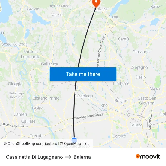 Cassinetta Di Lugagnano to Balerna map