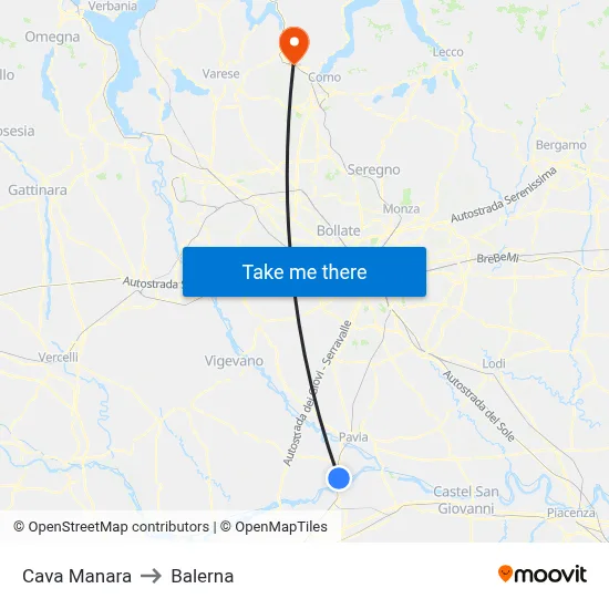 Cava Manara to Balerna map