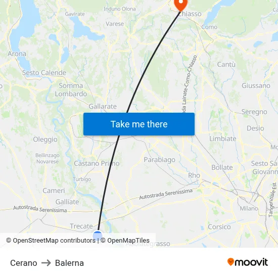 Cerano to Balerna map