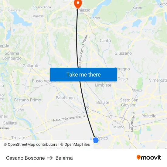 Cesano Boscone to Balerna map