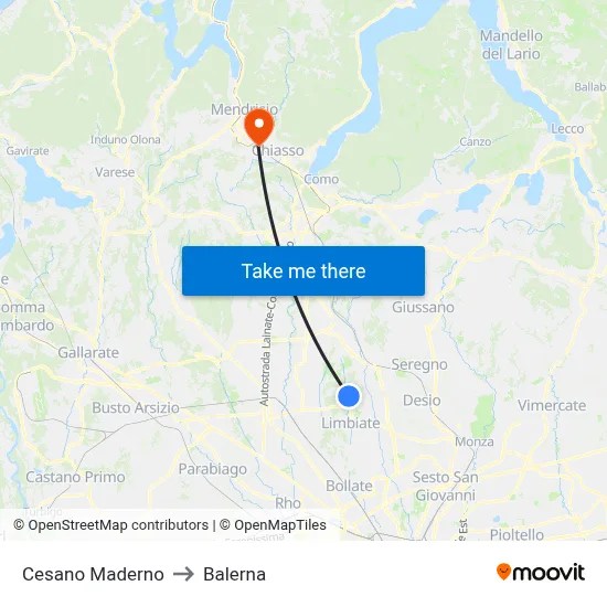 Cesano Maderno to Balerna map