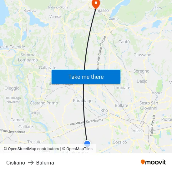 Cisliano to Balerna map