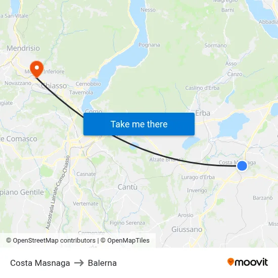 Costa Masnaga to Balerna map