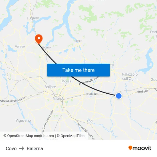 Covo to Balerna map