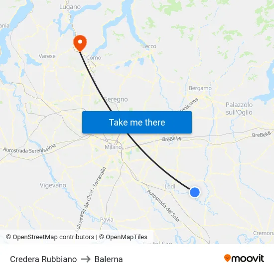 Credera Rubbiano to Balerna map