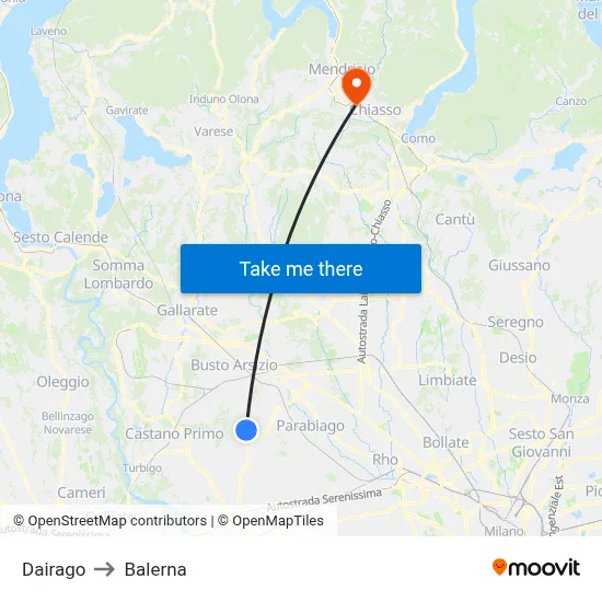 Dairago to Balerna map