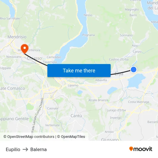 Eupilio to Balerna map