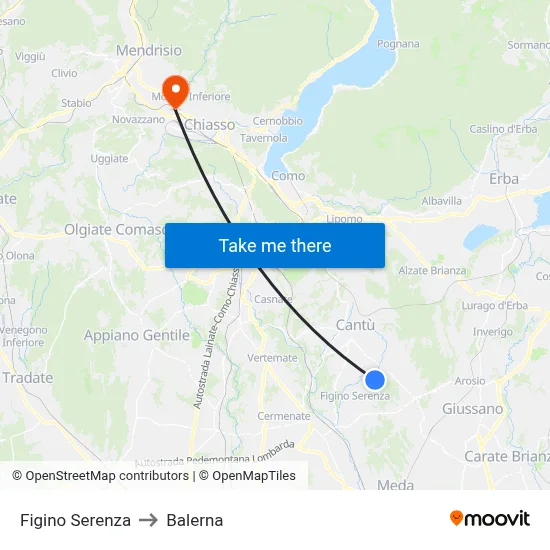 Figino Serenza to Balerna map