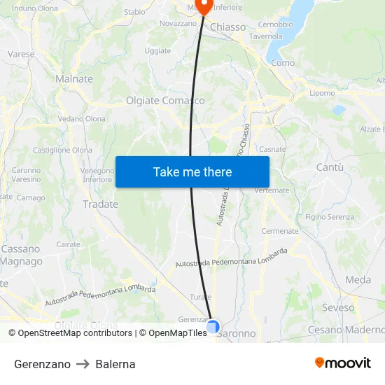 Gerenzano to Balerna map