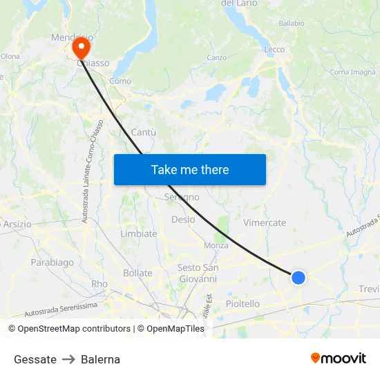 Gessate to Balerna map