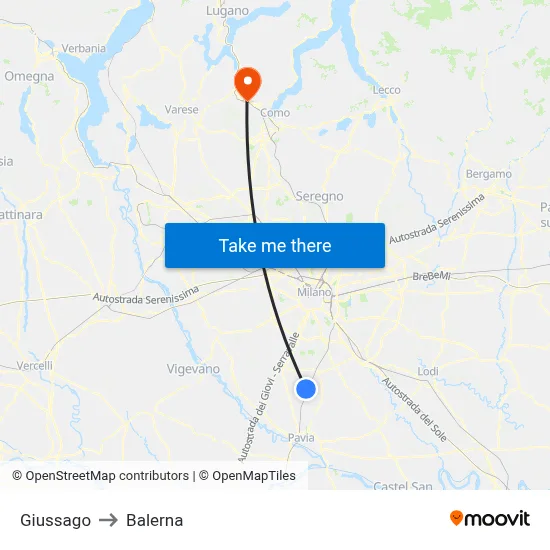 Giussago to Balerna map