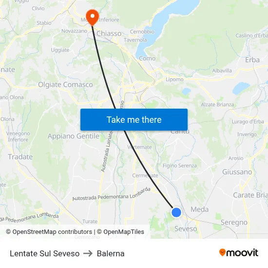 Lentate Sul Seveso to Balerna map