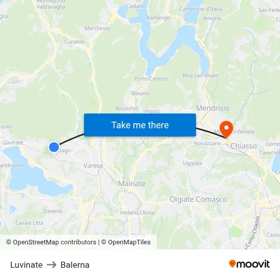 Luvinate to Balerna map