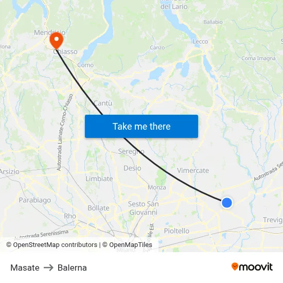 Masate to Balerna map