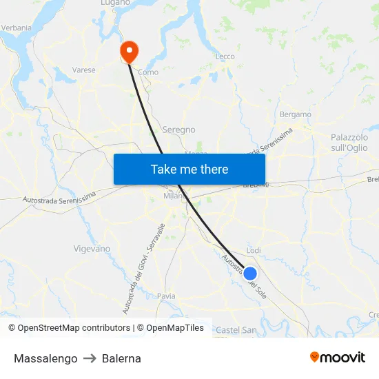 Massalengo to Balerna map
