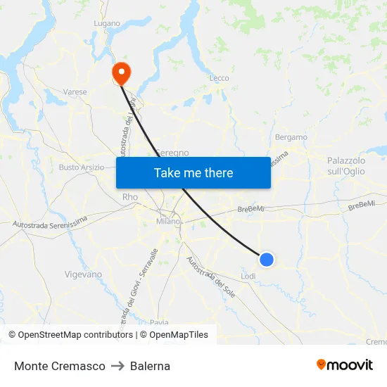 Monte Cremasco to Balerna map