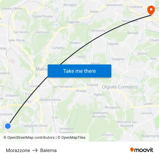 Morazzone to Balerna map