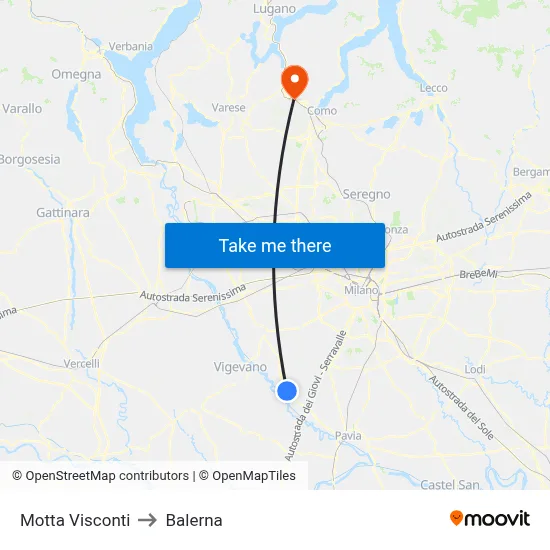Motta Visconti to Balerna map