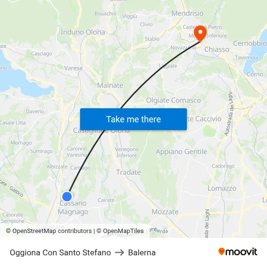 Oggiona Con Santo Stefano to Balerna map