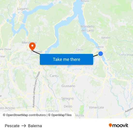 Pescate to Balerna map