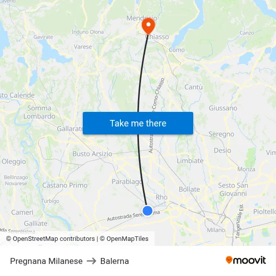 Pregnana Milanese to Balerna map