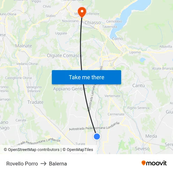 Rovello Porro to Balerna map